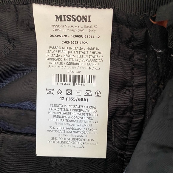 MISSONI Black Chevron Pattern Zip Front Trousers - Size US6 - MSRP $695.00 BNWT - Picture 6 of 7